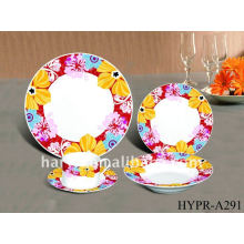 Fine Porcelain Dinner Set with Flower Decal/ Cheap 20pcs Round Ceramic Dinnerware